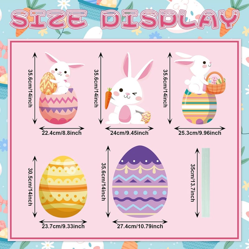 PhyLence 48 Inch Easter Bunny and Egg Yard Signs with Stakes - Large Bunny and Egg Stackable Designs for Outdoor Garden and Lawn Decorations for Easter Day Party Favors, Spring Holiday Celebrations - Image 2